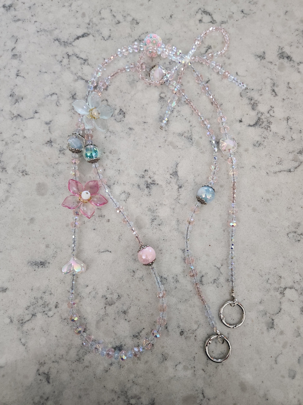 Pink & Pastel Flower Beaded Phone Chain
